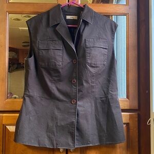 Stylish Brown Button-Down Size 12 Vest